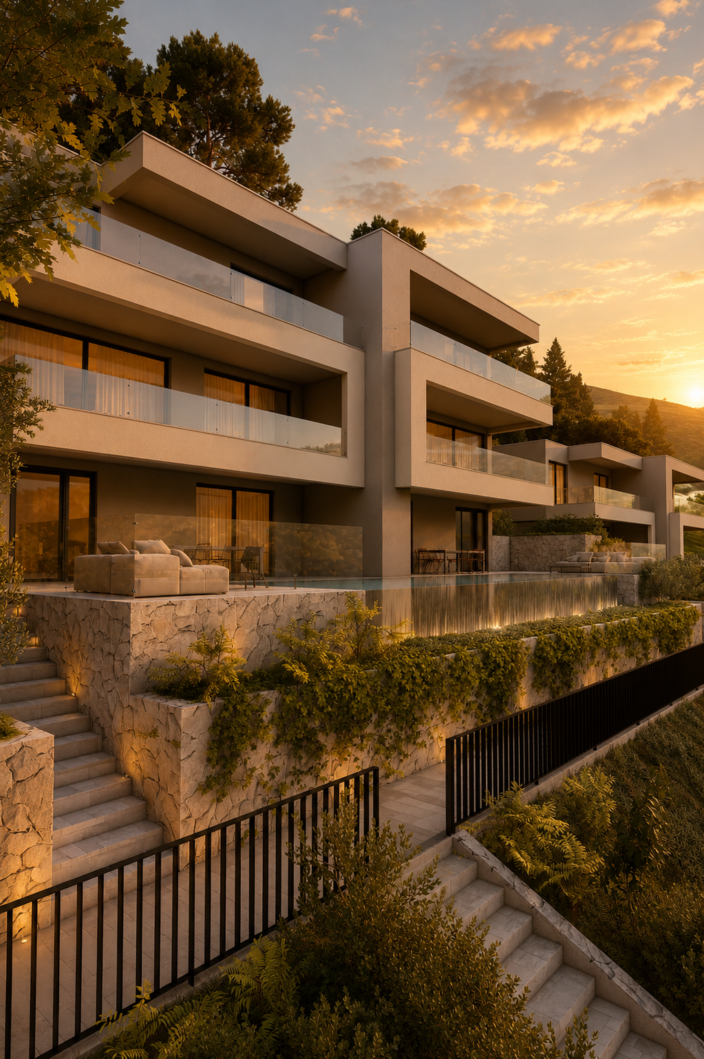 Villa 2 — architecture at golden hour
